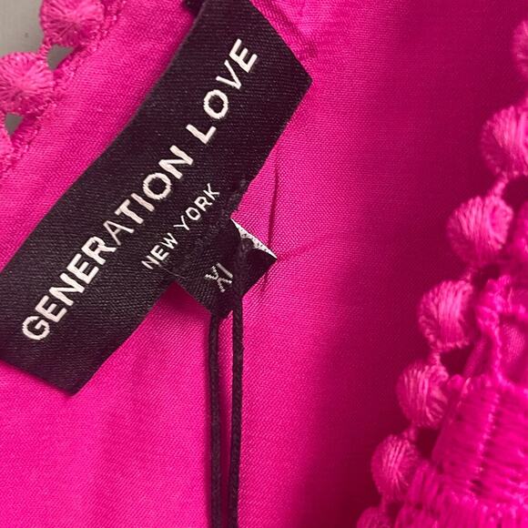 Generation Love Pink Lace Cropped Top Tank Style Blouse V-Neck Sz XL NEW - Picture 3 of 5